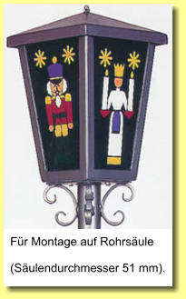 Für Montage auf Rohrsäule  (Säulendurchmesser 51 mm).